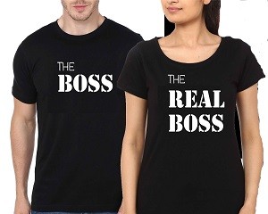 Couple Black T-Shirt Boss Real Boss