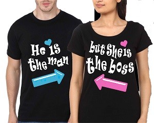 Couple Black T-Shirt He is the man