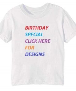 Customize White Round Neck Kid's Birthday T Shirt-pi