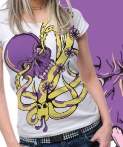 Skull  Oktopus Printed Tshirt Plus 48 Tm1094
