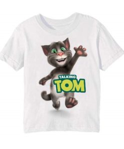 White Hi Talking Tom Kid's Printed T Shirt