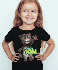 Black Girl Hi Talking Tom Kid's Printed T Shirt