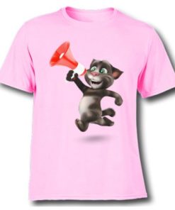 Pink Talking tom with Mic Kid's Printed T Shirt