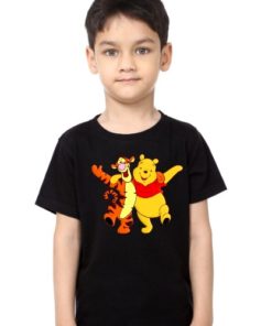 Black Boy Teddy & Tiger Friends Kid's Printed T Shirt