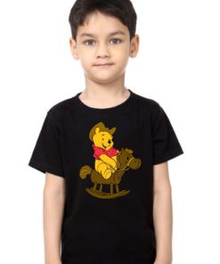 Black Boy Teddy on Horse Kid's Printed T Shirt
