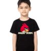 Black Boy Pink Angry Bird Kid's Printed T Shirt