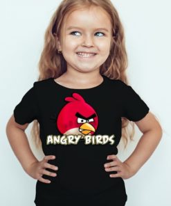 Black Girl Pink Angry Bird Kid's Printed T Shirt