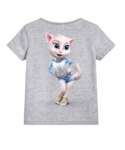 Grey Angela in Blue Kid's Printed T Shirt