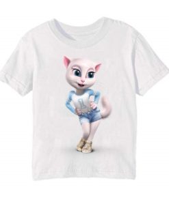 White Angela in Blue Kid's Printed T Shirt