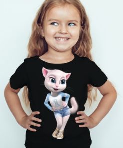 Black Girl Angela in Blue Kid's Printed T Shirt