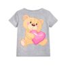Grey Teddy hug pink heart Kid's Printed T Shirt