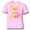 Pink Teddy hug pink heart Kid's Printed T Shirt