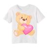 White Teddy hug pink heart Kid's Printed T Shirt