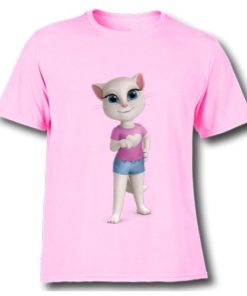Pink talking angela in blue jean Kid's Printed T Shirt
