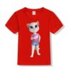 Red talking angela in blue jean Kid's Printed T Shirt