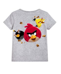 Grey Flying Angry Birds Kid's Printed T Shirt