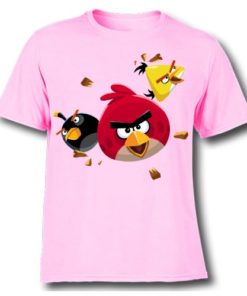 Pink Flying Angry Birds Kid's Printed T Shirt