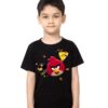 Black Boy Flying Angry Birds Kid's Printed T Shirt