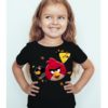 Black Girl Flying Angry Birds Kid's Printed T Shirt