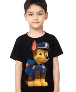 Black Boy Paw Patrol Dog Kid's Printed T Shirt