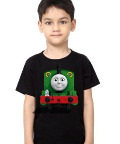 Black Boy train with face Kid's Printed T Shirt