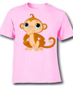 Pink Monkey Kid's Printed T Shirt