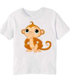 White Monkey Kid's Printed T Shirt