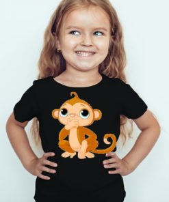 Black Girl Monkey Kid's Printed T Shirt