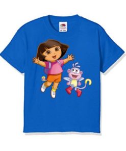 Blue Dora with monkey Kid's Printed T Shirt
