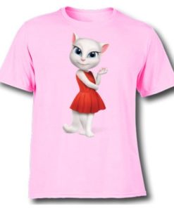 Pink Talking Angela in red dress Kid's Printed T Shirt