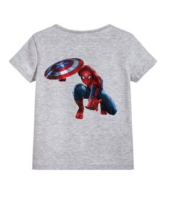 Grey Spiderman with captain america's shield Kid's Printed T Shirt