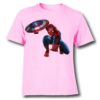 Pink Spiderman with captain america's shield Kid's Printed T Shirt