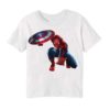 White Spiderman with captain america's shield Kid's Printed T Shirt