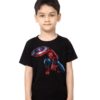 Black Boy Spiderman with captain america's shield Kid's Printed T Shirt