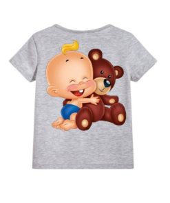 Grey Baby with Teddy Kid's Printed T Shirt