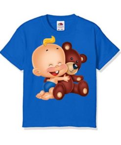 Blue Baby with Teddy Kid's Printed T Shirt