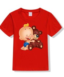 Red Baby with Teddy Kid's Printed T Shirt
