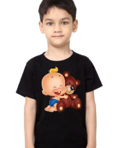 Black Boy Baby with Teddy Kid's Printed T Shirt