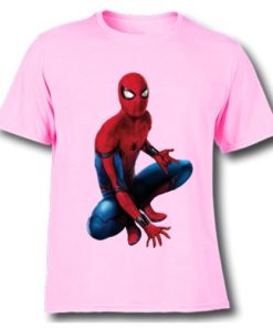Pink sitting spider man Kid's Printed T Shirt
