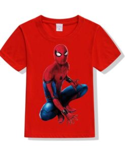 Red sitting spider man Kid's Printed T Shirt
