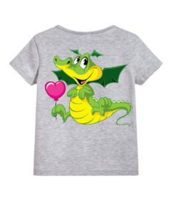 Grey china dragan in green Kid's Printed T Shirt