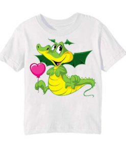Pink china dragan in green Kid's Printed T Shirt