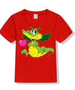 Red china dragan in green Kid's Printed T Shirt