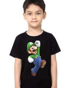 Black Boy Super Mario Kid's Printed T Shirt