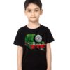Black Boy Smiley Train Kid's Printed T Shirt