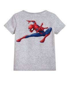 Grey Swinging Spider man Kid's Printed T Shirt
