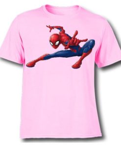 Pink Swinging Spider man Kid's Printed T Shirt