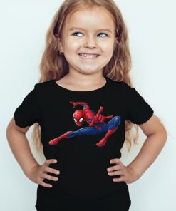 Black Girl Swinging Spider man Kid's Printed T Shirt