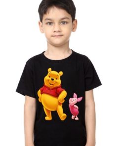 Black Boy Teddy & Rabbit Kid's Printed T Shirt