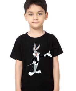 Black Boy Musician Rabbit Kid's Printed T Shirt